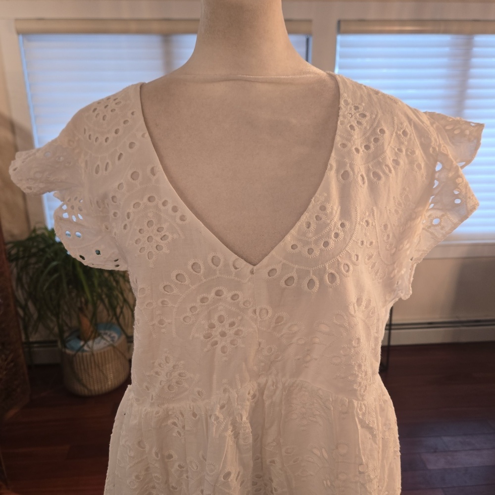 Amaryllis x Dani Austin White Cotton Eyelet Keyhole Balletcore Fairy Dress 1X - Picture 6 of 15